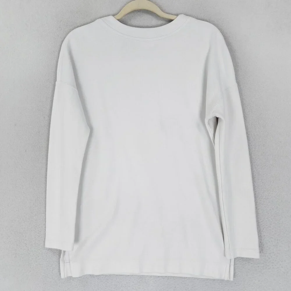 Nike Sweater Womens Small White Rally Metallic Crew Neck Sweatshirt Swoosh - Picture 10 of 12